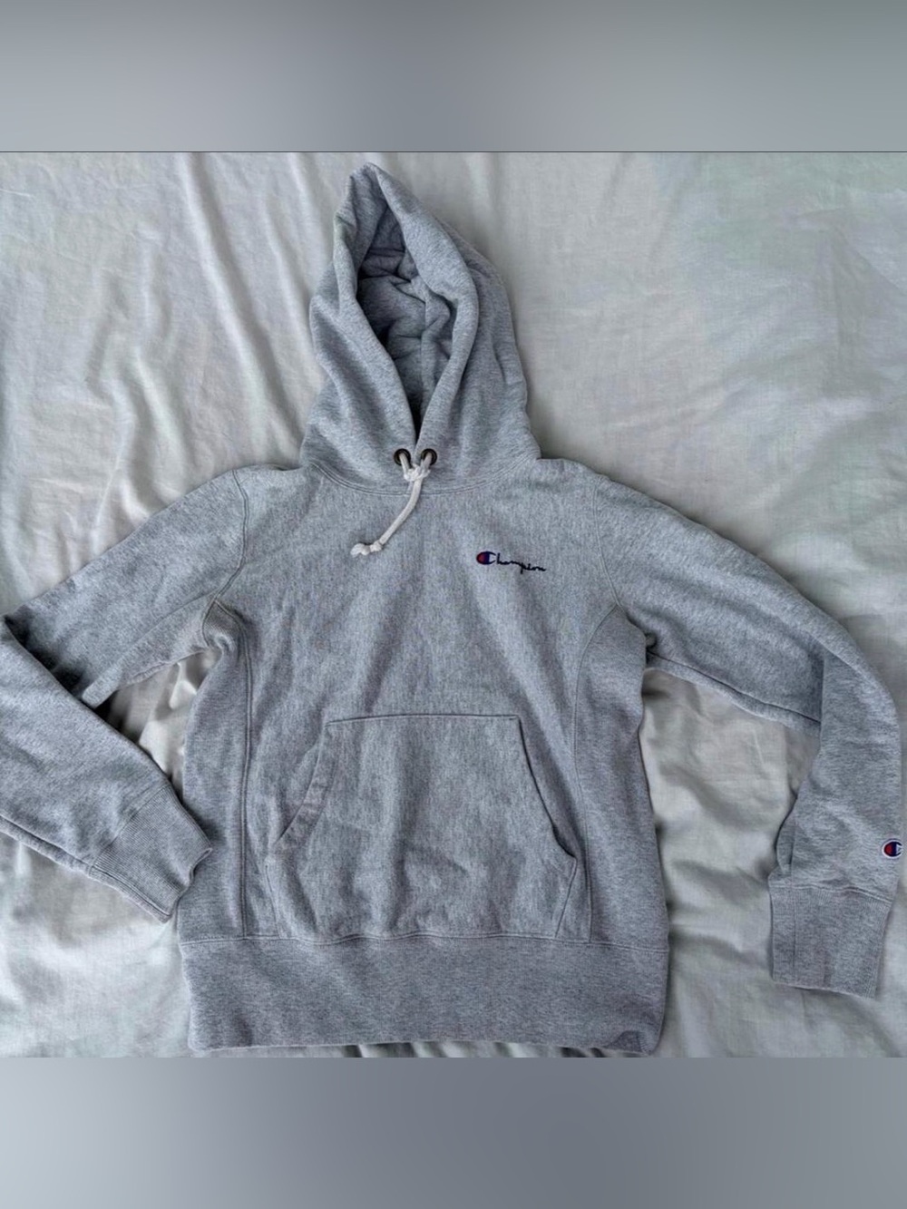 Vintage Champion Warm Up Gorpcore Logo Hoodie Athletic Gray Size Medium